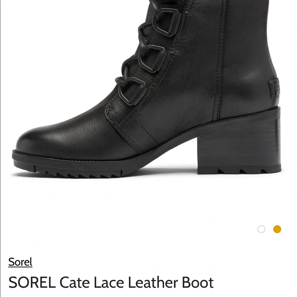 SOREL CATE LACE UP LEATHERS BLACK BOOTIE Size: 8 - Picture 10 of 11